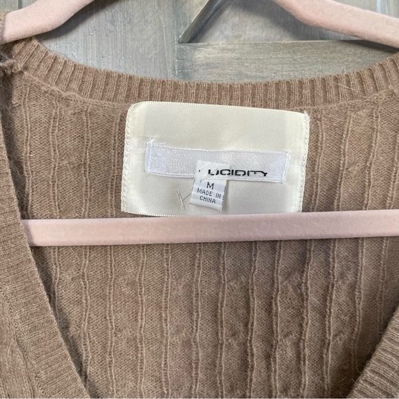 Vintage Y2K Rabbit Hair Lambs Wool Plush Vneck Cable Knit Longsleeve Top M - Picture 3 of 6